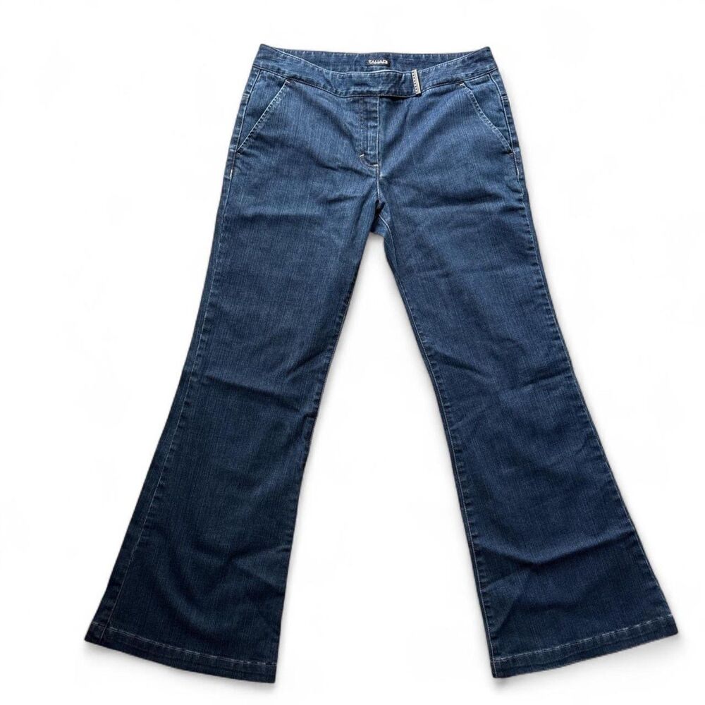 NWOT Vintage Y2K Elie Tahari Dark Indigo Low Rise Flare Wide Leg Jeans Size 12